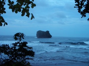 a giant wtf rock in the ocean
