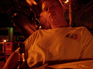 Me holding very still for the camera in the dark